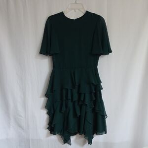 Jason Wu Green Tiered Lined Silk Dress.  Size 2. NWT